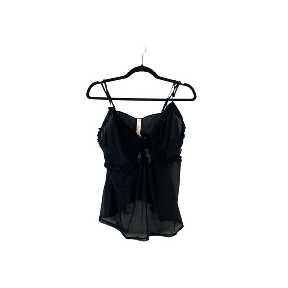 Cacique Black Sheer Mesh Lingerie Top with Floral Trim, Size 22/24 NWT - Picture 2 of 6